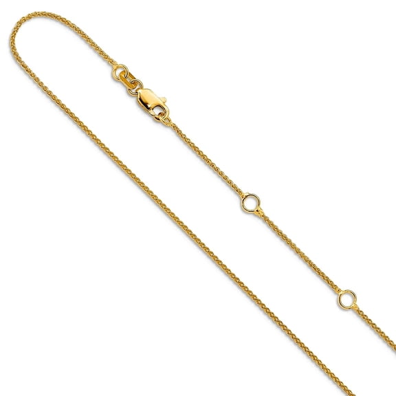 10k Solid Yellow Gold 1mm Small Spiga 1in 1 Inch Adjustable Chain Necklace 16 Inch Chain Necklace for Women and Men