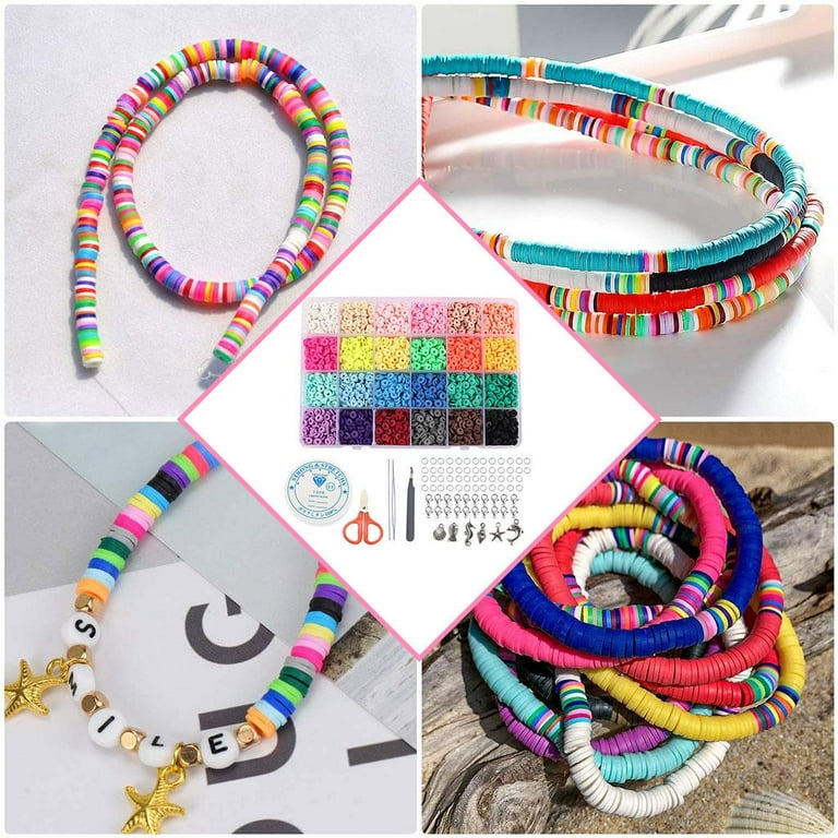 4800pcs Clay with Letter Beads for Bracelets, 20 Colors 6mm Flat
