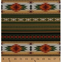 Cotton Southwestern Stripes Aztec Tribal Southwest Tucson Green Cotton Fabric Print by the Yard (201GREEN)