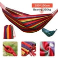 thumbnail image 6 of Double Hammock 2 People,DFITO Canvas Cotton Hammock with Carrying Bag Travel, Beach, Backyard (Red Stripes), 6 of 7