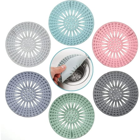 

6 Pieces Hair Catcher Durable Silicone Hair Stopper Shower Drain Covers Easy to Install and Clean Suit for Bathroom Bathtub and Kitchen Set