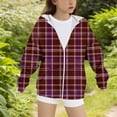 thumbnail image 6 of Ashirexll Girls Hoodies Pullover Zip Up Hoodie Girls 3-14 Years Winter Plaid Fashion Casual Velvet Fleece Lined Comfortable Long Sleeve Hooded Zipper Sweatshirt for Kids, 6 of 6