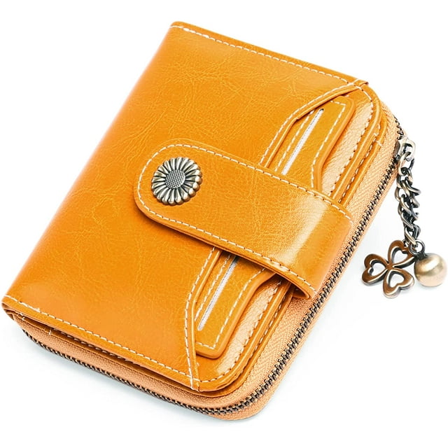 GHSDFBB RFID Blocking Wallet for Women Genuine Leather Short Wallet Ladies Purses Small Wallet Card Holder Coin Pocket