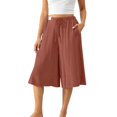 thumbnail image 2 of Fewfanhot Womens Pants Plus Size Capri Wide Leg Loose Wide Leg High Waisted Capri Casual with Pockets, 2 of 8