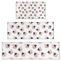 White Cow Head Pattern Kitchen Rugs Sets Of 3,Kitchen Runner Rugs Non Skid Washable,Decorative Kitchen Floor Mats for Kitchen,Sink,Laundry,17"x30" 17"x47" 17"x59"