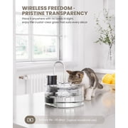 FURCLAN Cat Water Fountain, Glass, 108oz/3.2L, Cordless Battery Operated, Motion Sensor, for Cats and Dogs