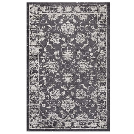 Vintage Floor Modern Contemporary Urban Living Lounge Room Area Rug Runner Floor Carpet, Distressed Vintage Style, Fabric, Multi Grey Gray ()