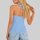 thumbnail image 5 of Tops Casuales sin Mangas para las Mujeres V Cuello Blusa Plegado Vendaje Suéter de Verano Damas Camisa Diaria, 5 of 9
