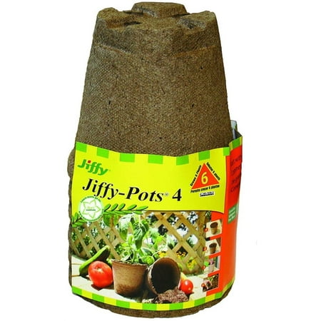 Jiffy Round Degradable Seed Starting Peat Pots, Brown, 4" (Pack of 6)