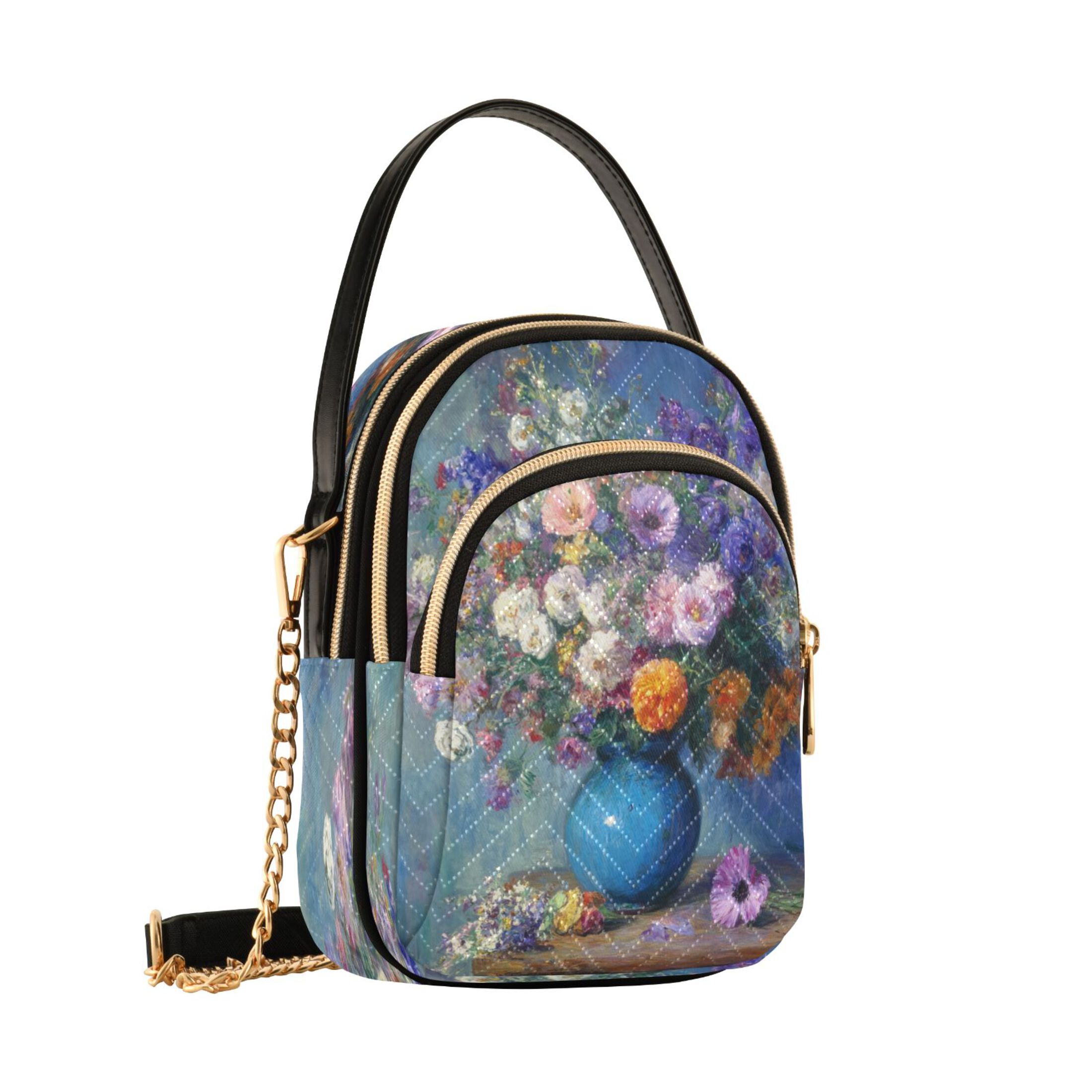 Quilted Women's Crossbody Bag Purses and Handbags with Detachable Leather Strap Vintage Style Vase