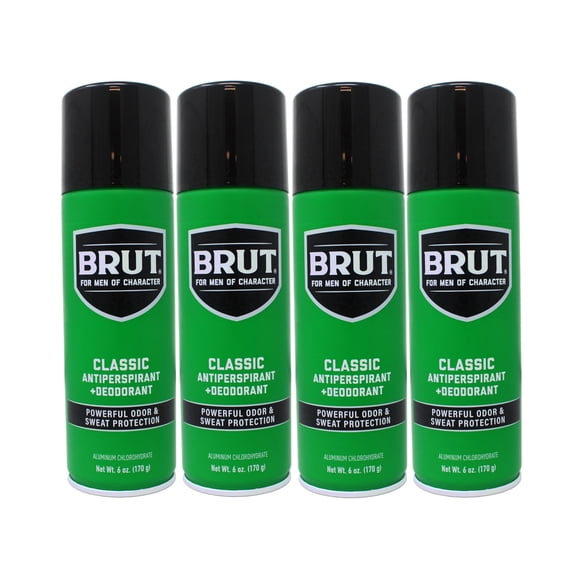 BRUT Classic Antiperspirant & Deodorant, Powerful Odor & Sweat Protection, 6 OZ (170g) - 4 Pack