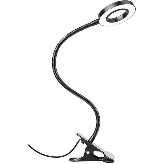 Desk Clip on Lamp for Reading Home Office, 10 Dimmable Brightness 3 Modes, Clamp Light for Bed Headboard, Craft, Computer, Video Call