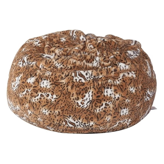 Bean Bag Chair Luxury and Comfy Big Beanless Bag Chairs Plush Furry Chair Soft Sofa Lounger for Adults and Kids,Sponge Filling, 3 ft, Leopard Print