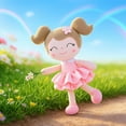 thumbnail image 3 of Gloveleya Plush Doll Soft Stuffed Doll with Pompompom Dress, Perfect Gift for 1-6 Year Old Girls, Ideal for Birthday or Christmas 14" Pink, 3 of 9