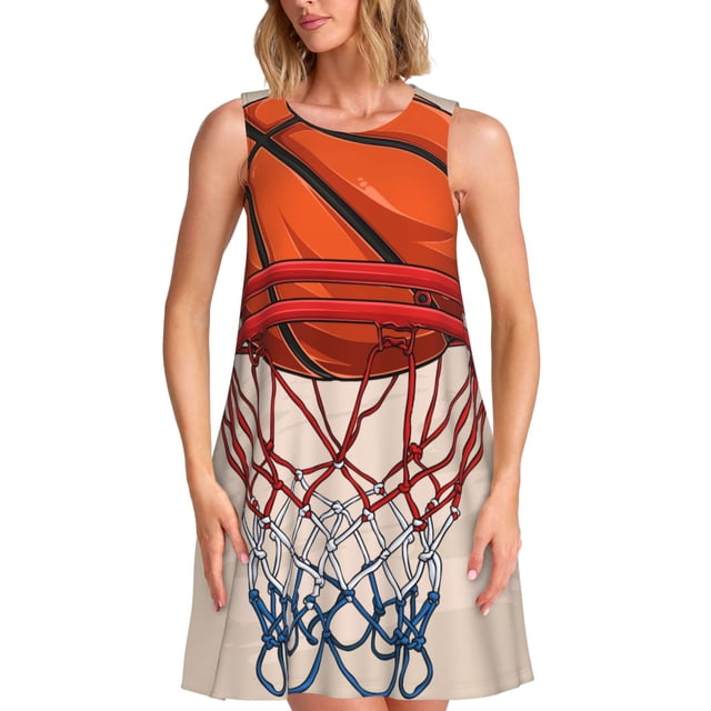 Disketp Basketball Shot para Vestido sin Mangas para Mujeres, Vestidos de Verano para Mujeres, Casual y Holgado para la Playa