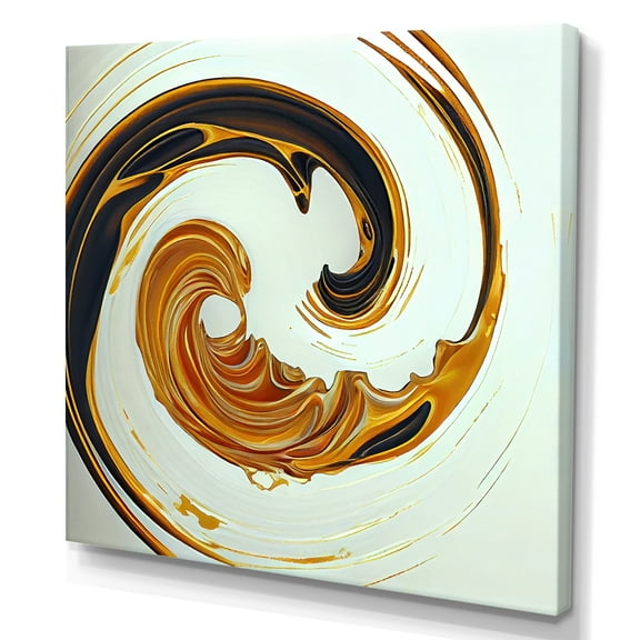 Designart White And Gold Bold Movement II Canvas Wall Art