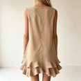 thumbnail image 4 of QUNYINEY Mini Sundresses for Women Plus Size Sleeveless A Line Casual Summer Tank Dress V Neck Solid Ruffle Loose Fit Dresses, 4 of 7