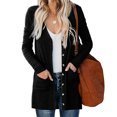 thumbnail image 2 of Fesfesfes Clearance Womens Coat Casual Ladies Fall Cardigan Solid Long Sleeve Tops with Pocket Button Coat Outerwear, 2 of 9