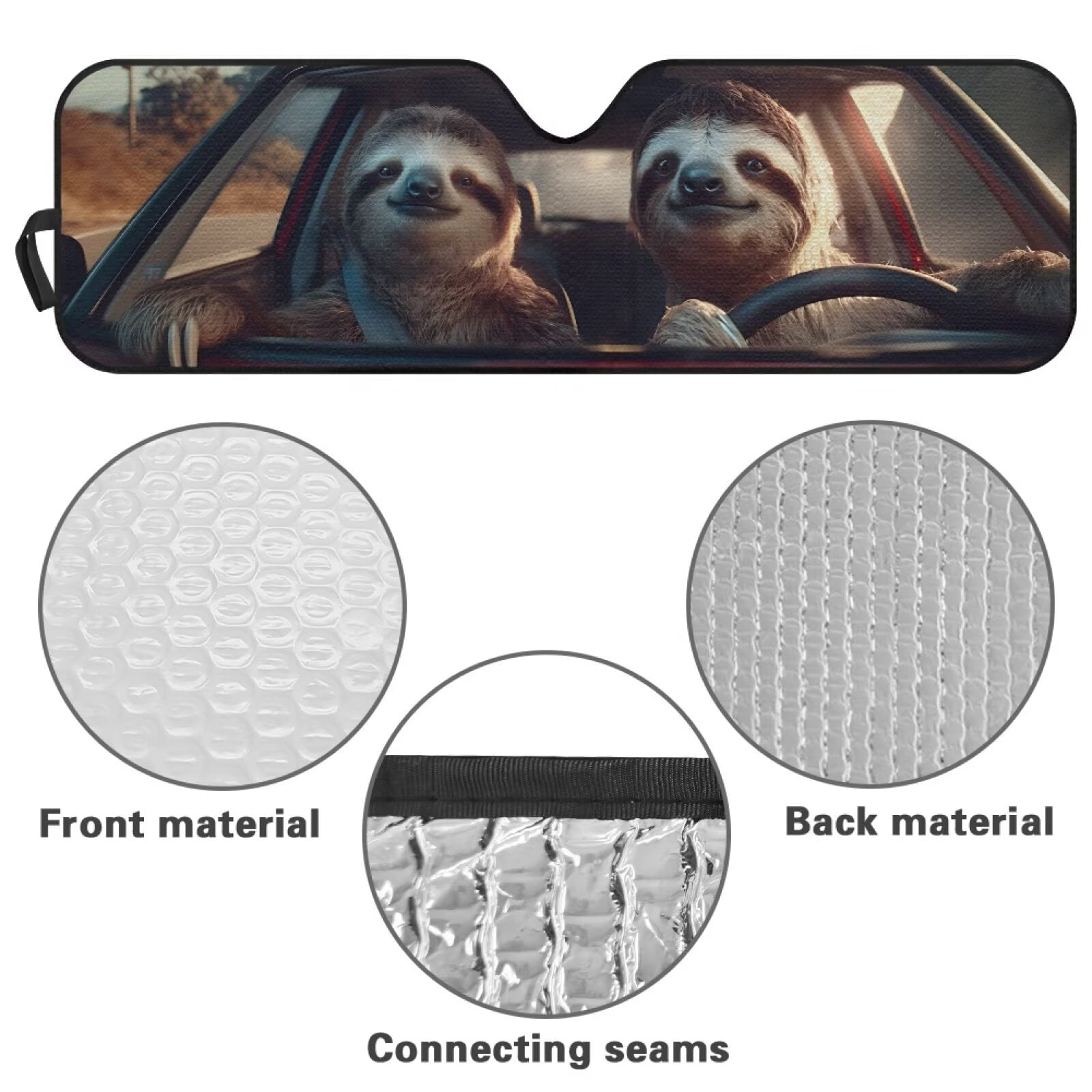 XYZCANDO Sloth Windshield Sun Shade for 2018-2024 Jeep Wrangler JL JLU & Gladiator JT Folding Front Window Sun Shade for Car Accessories Windshied Sunshade Block UV Rays