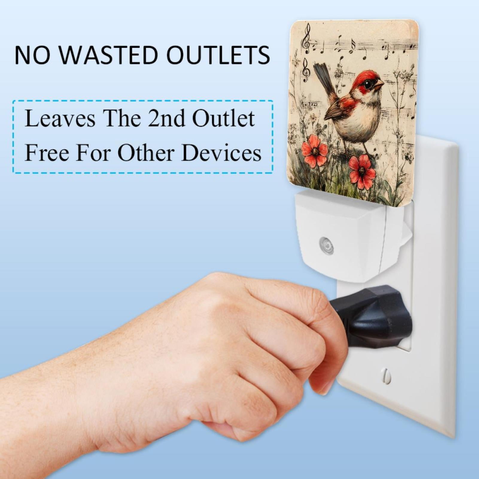 PhooArto Retro Bird and Flower Music Plug in LED Night Light Auto Sensor Dusk to Dawn Decorative Night for Bedroom, Bathroom, Kitchen, Hallway, Stairs, Baby's Room, Energy Saving