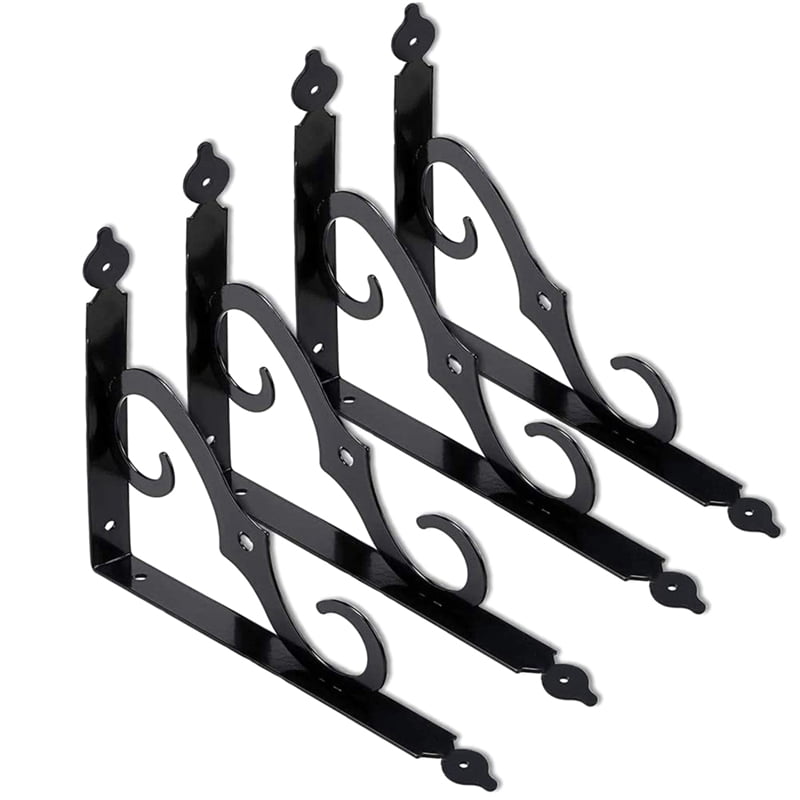 4Pack Shelf Brackets, Heavy Duty Black Bracket for Shelves Corner