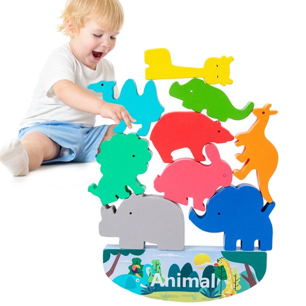 CIVG Wooden Stacking Dinosaur Toys balance beam block blocking