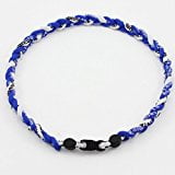 - 20` Ionic Titanium Baseball Braided Necklace Sports Softball Royal Blue & White