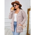 thumbnail image 5 of SHOWMALL Plus Size Ribbed Knit Cardigan for Women, Long Sleeve Button Down Pink Stripe 4X Fuzzy Sweater Open Front with Pockets for Fall Winter Layering, 5 of 7
