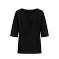 thumbnail image 5 of STETMN Elbow Sleeve T-Shirt for Women Casual Fall Crew Neck Tops Loose Solid Going Out Shirt, 5 of 6
