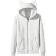 thumbnail image 5 of Gyexs Girls Zip Up Hoodies 7-16 with Designs Cute Cat Ear Oversize Hoodie Jackets Casual Long Sleeve Hood Sweatshirt Coat (White, 11-12 Years), 5 of 7