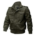 thumbnail image 3 of IYTR Men's Cotton Military Jacket Warm Outdoor Zipper Button Windbreaker Multi Pocket Long Sleeve Jacket Fall Army Green XXXXXXL, 3 of 4