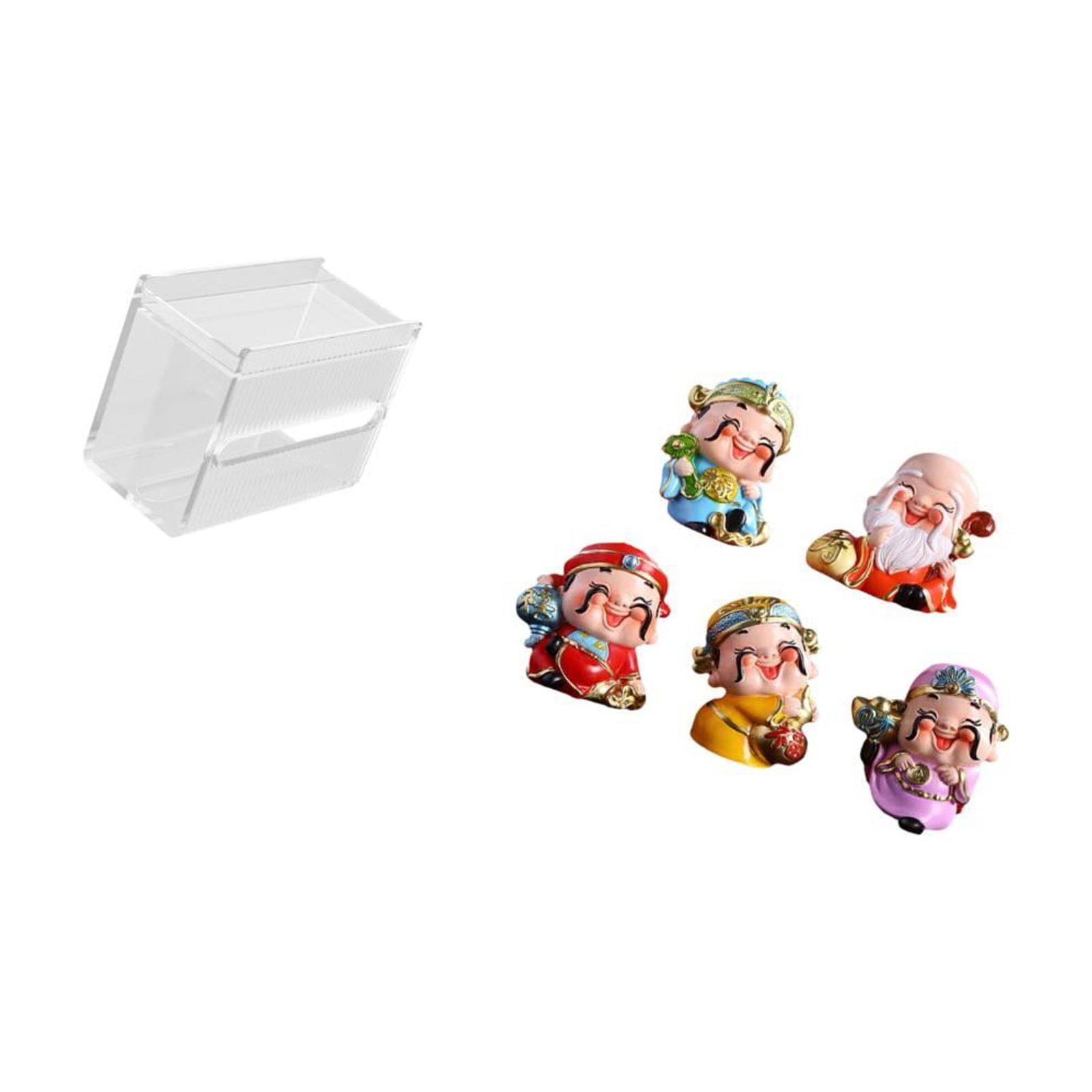 Fiocias Acrylic Toilet Paper Storage Box Modern Paper Towel Dispenser Wall Mounted Toilet Tissue Paper Holder God of Fortune Figurines Tabletop Sculpture Mini