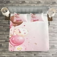 thumbnail image 3 of Ambesonne Pink Quilted Bedspread Set 3 Pcs, Strawberry Cake Balloons, King Size, Pink Tan Cream, 3 of 3