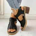 thumbnail image 6 of Funfany Peep Toe Cutout Zipper Chunky Heeled Sandals, Women's Peep Toe Comfy Sandals, Hollow Dress Sandal for Women, 6 of 8