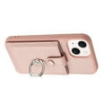 thumbnail image 5 of Compatible with iPhone 15 Wallet Phone Case,360°Rotation Finger Ring Holder Kickstand,with Card Holder,Lychee Pattern PU Leather Durable Shockproof Rugged Phone Case,Rosegold, 5 of 12