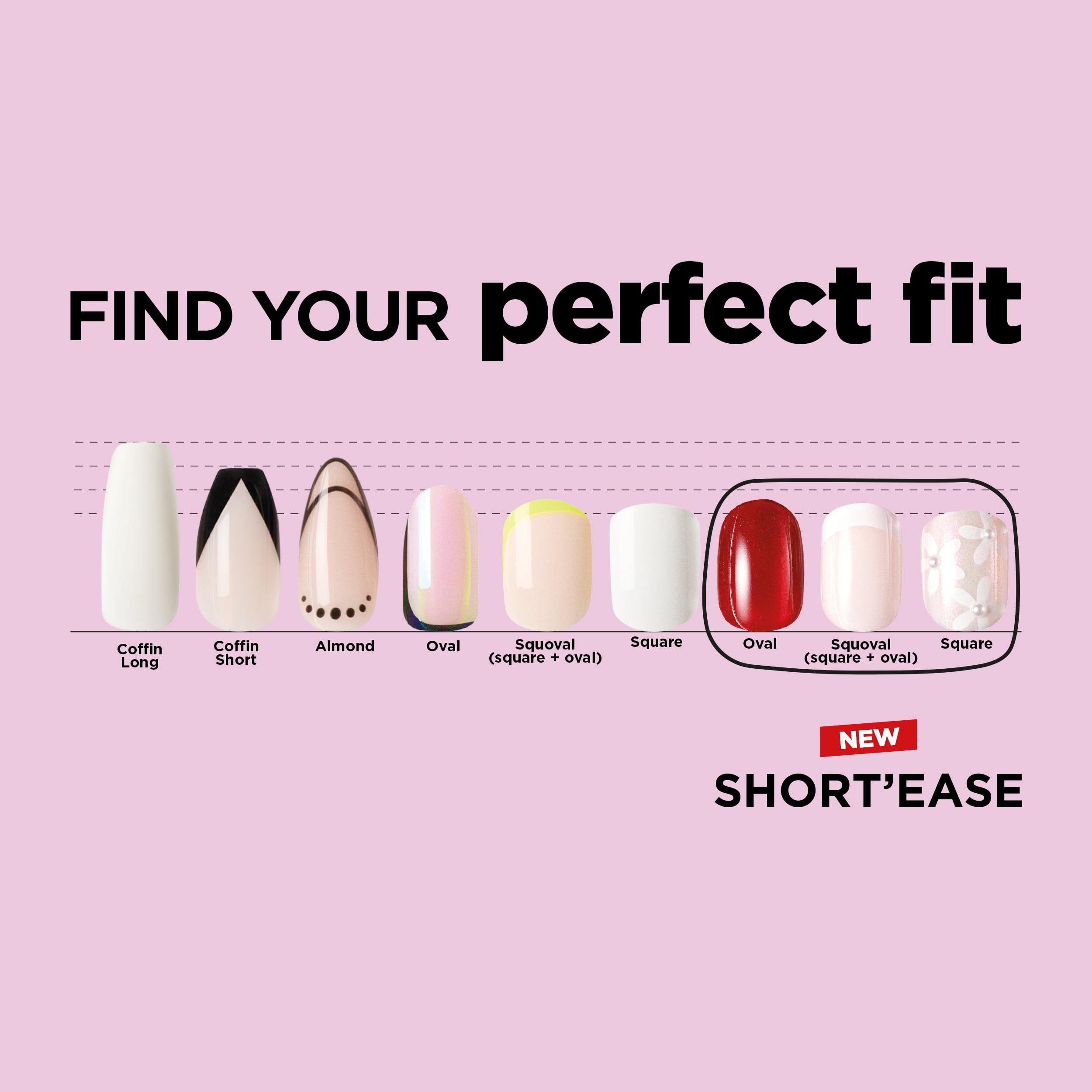 Sally Hansen Perfect Press-On Nails Short'ease Petite Pearlflection Non-Damaging Easy Application