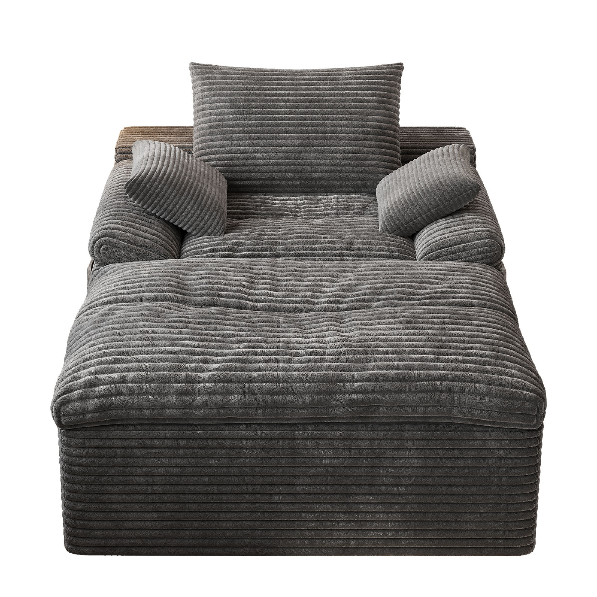 HOQBN 65" Chaise Lounge Chair Indoor,Oversized Boneless Sofa Bed with 3 Pillows,Cloud Reading Chair for Living Room Bedroom, Deep Seat Sleeper Couch, No Assembly Required,Dark Gray