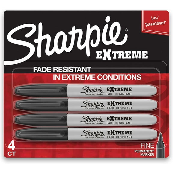 Extreme Permanent Markers Fine Point Black 4 Count