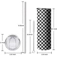 thumbnail image 5 of 20oz Black White Checkered Pattern Skinny Tumblers Stainless Steel Tumbler with Lid and Straw,Vacuum Insulated Double Wall Travel Tumbler Cups with Cleaning Brush for Coffee,Tea, 5 of 6