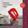 thumbnail image 2 of Mueller Electric Hand Mixer, 5 Speed with Snap-On Case, 250 W, Turbo Speed, 4 Stainless Steel Accessories, Beaters, Dough Hooks, Baking Supplies for Whipping, Mixing, Cookies, Bread, Cakes, Red, 2 of 9