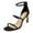 Black, variant on XYD Women Square Open Toe Mid Thin Heels Rhinestone Studded Ankle Strap Sandals Dress Party Zipper Shoes Size 5 Black