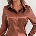 thumbnail image 5 of Ltctricy Satin Blouses for Women Long Sleeve Collared Button down Shirts Curved Hem Tunic Shirts Business Casual Work Tops, 5 of 5