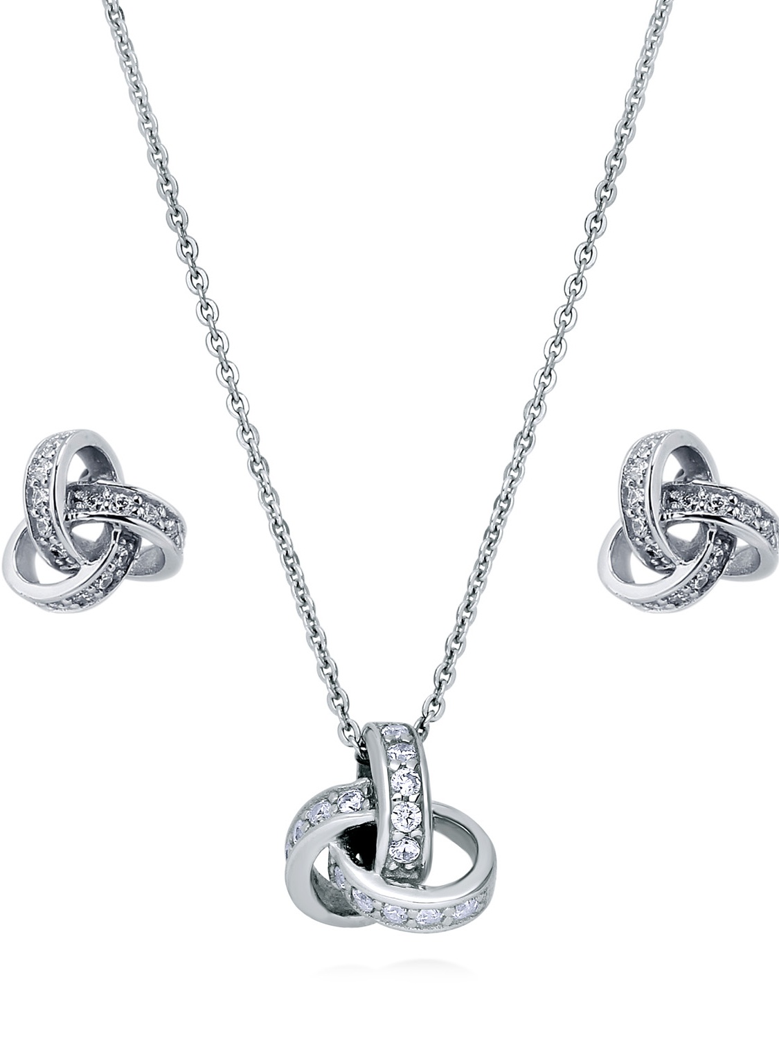 Berricle Rhodium Plated Sterling Silver Cubic Zirconia CZ Love Knot
