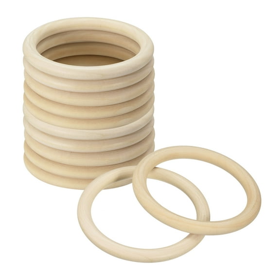 12Pack Natural Wood Rings, 100mm/3.9inch Unfinished Smooth Circles (10mm Thick)