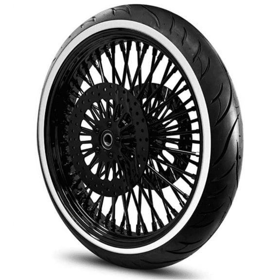 Mototeks 21" 52 Fat Spoke Wheel 21x3.5 inch, Black for Harley Touring Bagger