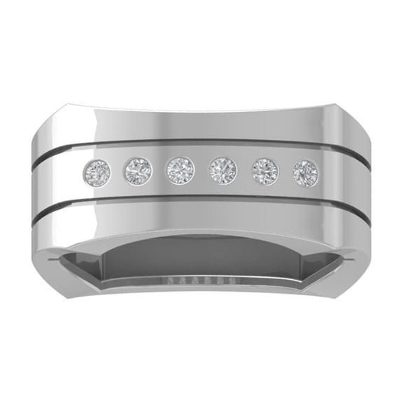 ARAIYA FINE JEWELRY 10K White Gold Diamond Mens Wedding Ring (1/5 cttw, I-J Color, I2-I3 Clarity) Size 5.5