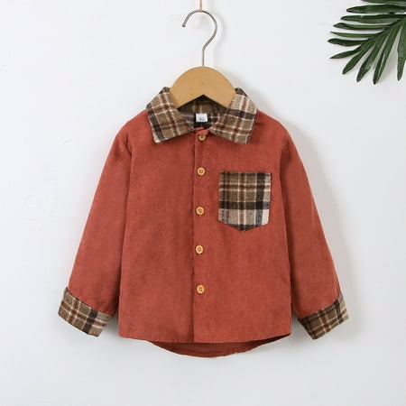 

FZM Christmas Kids Toddler Baby Girls Boys Autumn Pocket Winter Plaid Cotton Long Sleeve Coat Jacket Clothes