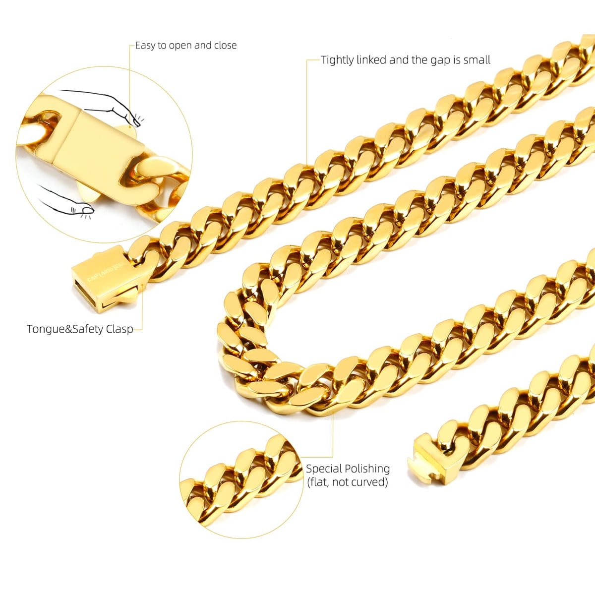 Italian Solid 18k Gold Over 925 Sterling Silver Chain Necklace for Men Women, 3.5mm, 5mm Diamond Cut Cuban Link Chain, Sturdy & Shiny & Not Easy to Fade & Comfortable 16 18 20 22 24 26 Inch