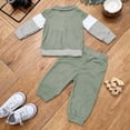 thumbnail image 4 of TOWED22 Baby Boy Toddler Fall Outfit Striped Sweatshirt Toddler Boy Winter Waffle Clothes 3 6 12 18 Months 2 3 4 5 6 7 8 9 T Pant Set,Green,18-24 M, 4 of 6