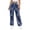 A-Navy515, variant on Bandana Print Wide Leg Jeans for Women Button Fly Straight Street Denim Trousers